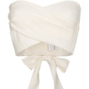 Nanushka Wrap Crop Top With Bow Detail